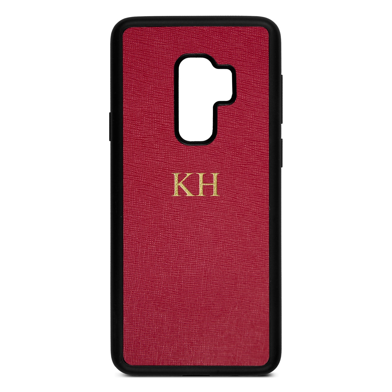 Personalised Dark Red Saffiano Leather Samsung S9 Plus Case