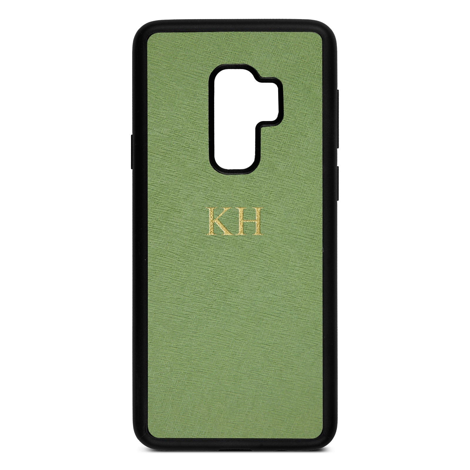 Personalised Lime Green Saffiano Leather Samsung S9 Plus Case