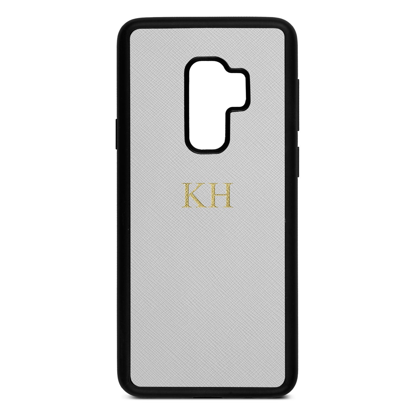 Personalised Silver Saffiano Leather Samsung S9 Plus Case