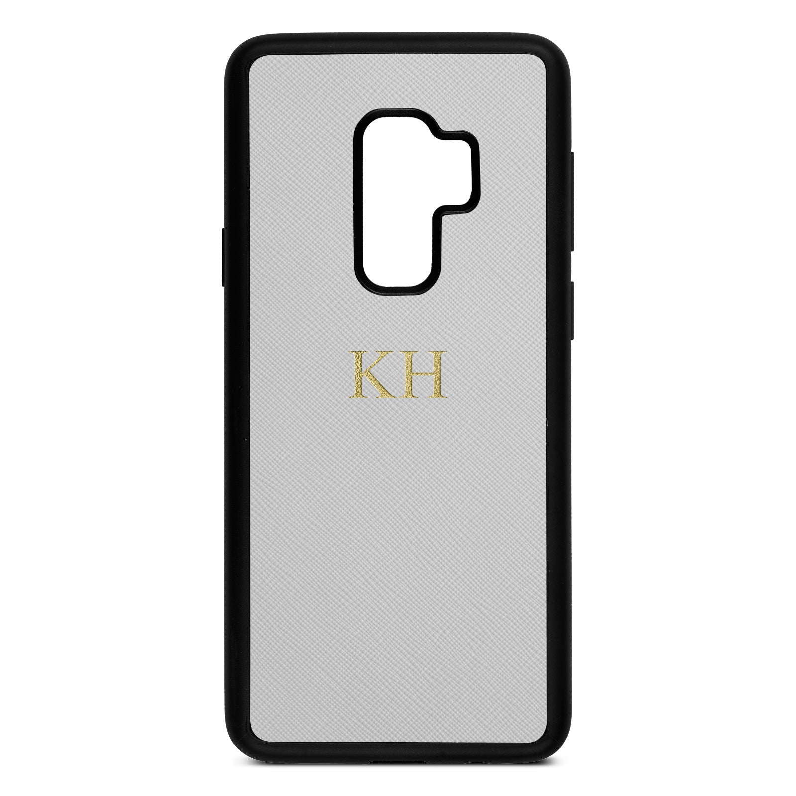 Personalised Silver Saffiano Leather Samsung S9 Plus Case