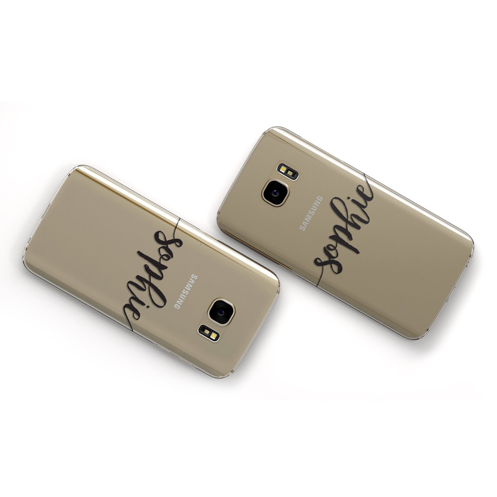 Personalised Scroll Name Handwritten Clear Custom Samsung Galaxy Case Flat Overview