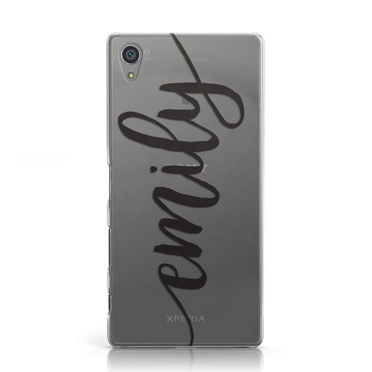 Personalised Scroll Side Handwritten Name Clear Sony Xperia Case