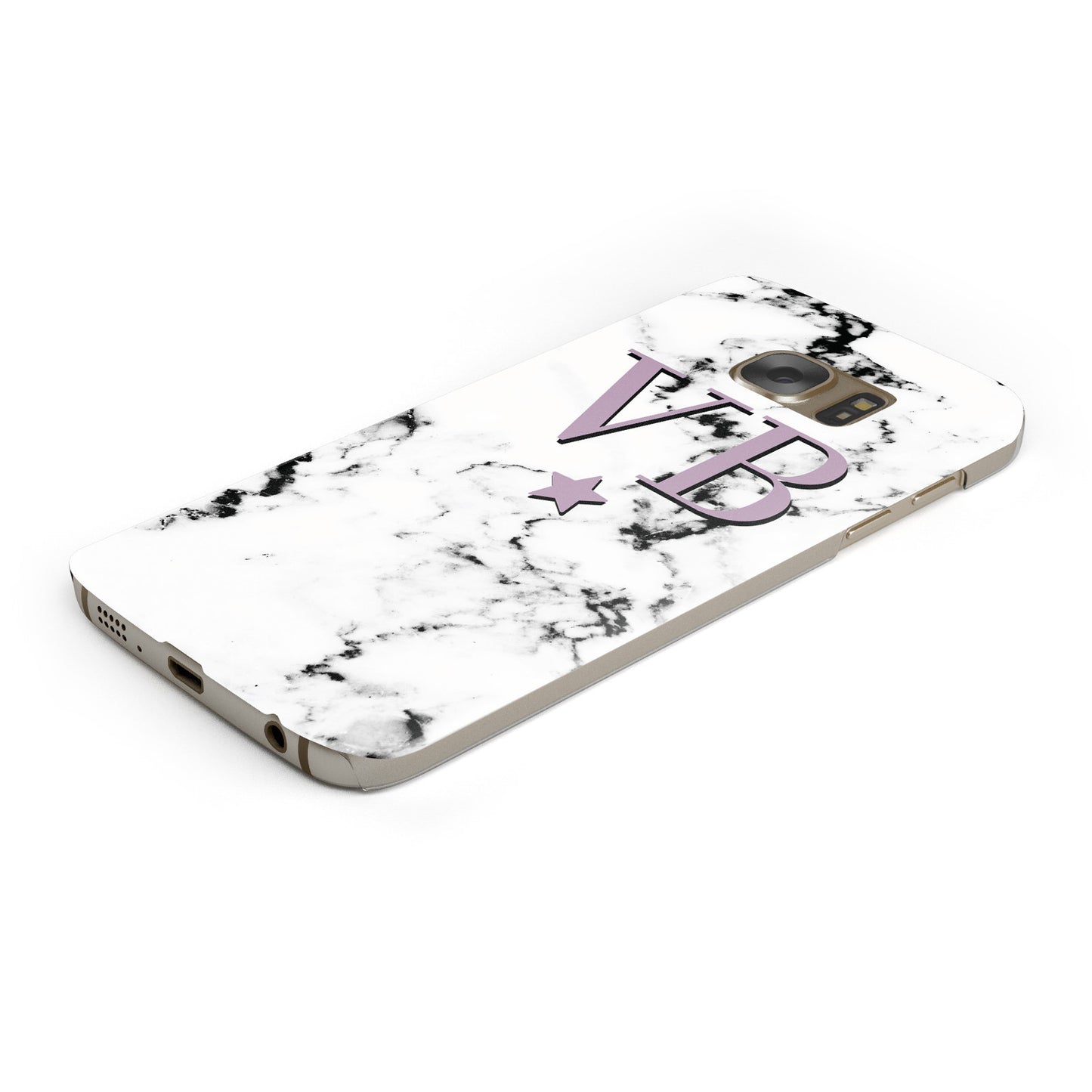Personalised Star With Monogram Marble Samsung Galaxy Case Bottom Cutout
