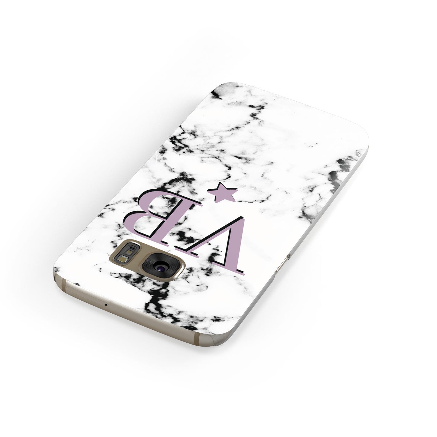 Personalised Star With Monogram Marble Samsung Galaxy Case Front Close Up