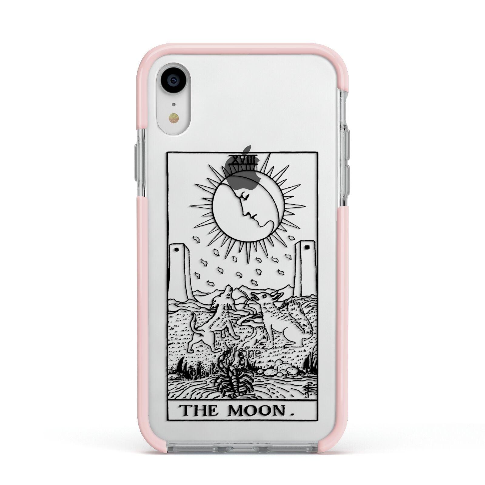 The Moon Monochrome Apple iPhone XR Impact Case Pink Edge on Silver Phone
