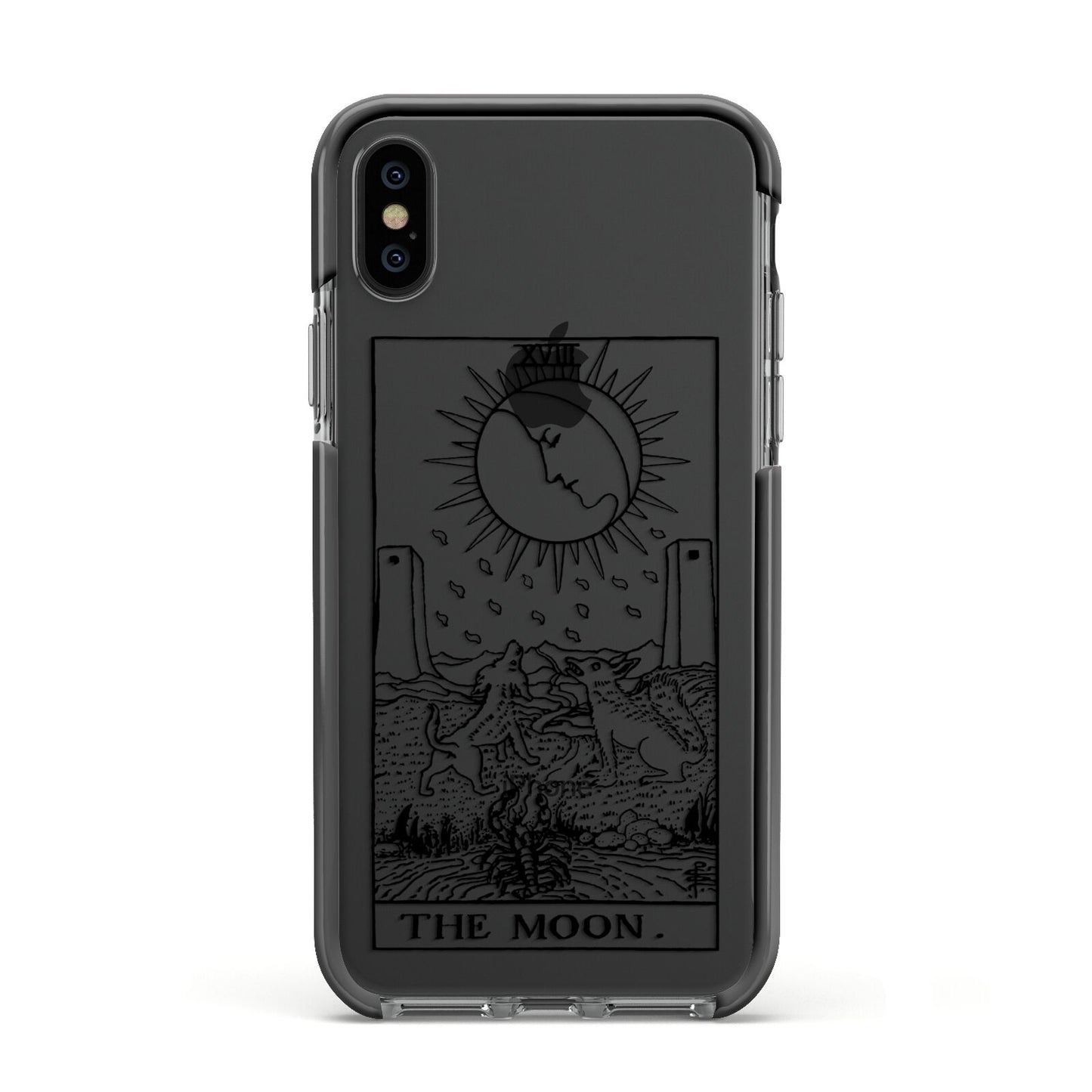 The Moon Monochrome Apple iPhone Xs Impact Case Black Edge on Black Phone