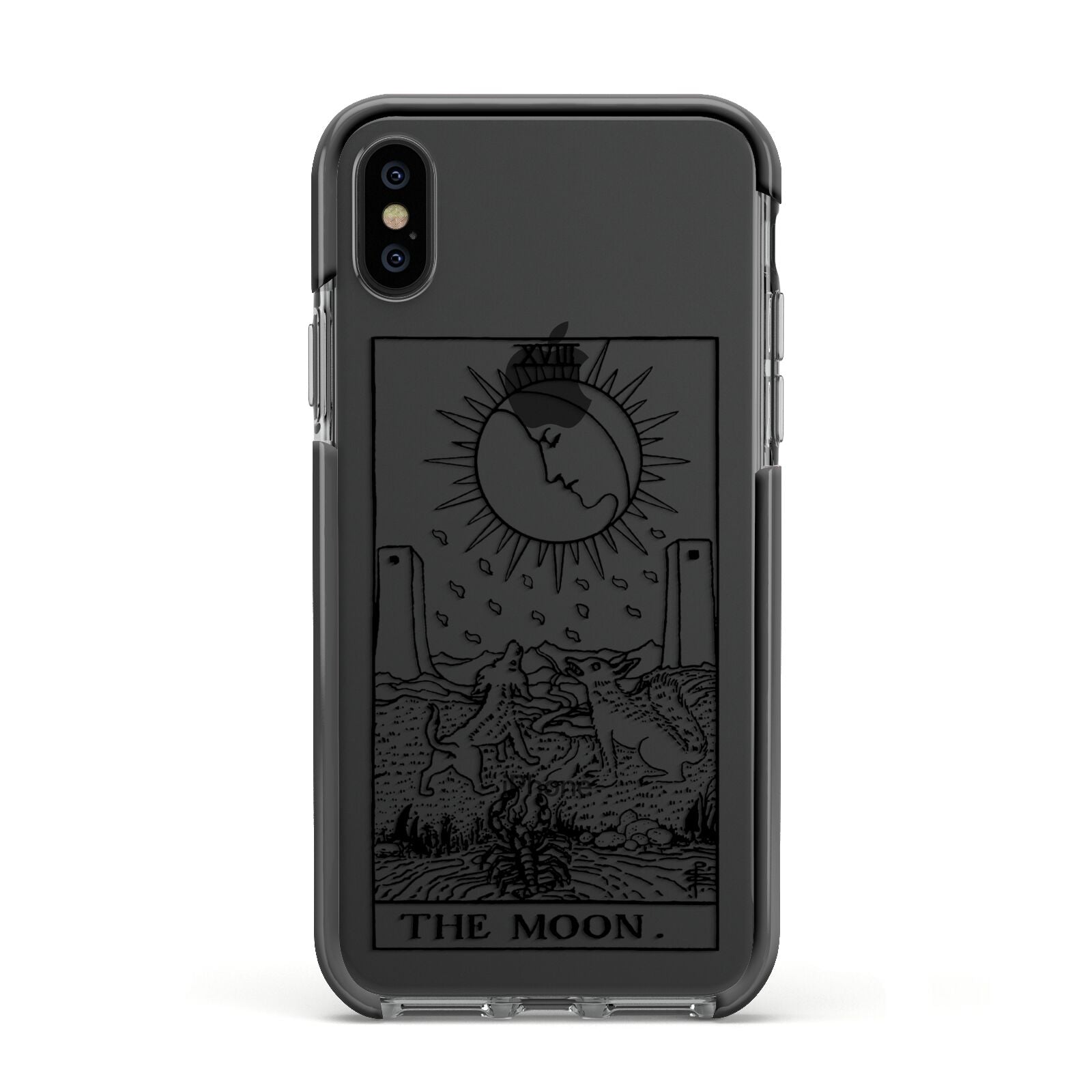 The Moon Monochrome Apple iPhone Xs Impact Case Black Edge on Black Phone