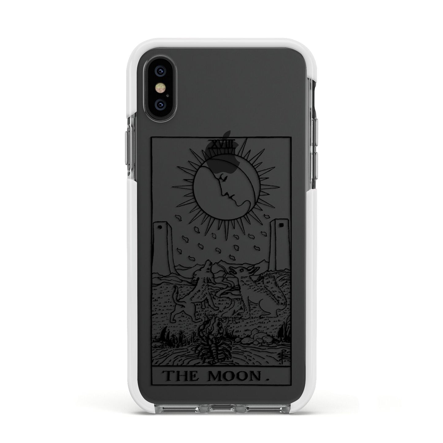 The Moon Monochrome Apple iPhone Xs Impact Case White Edge on Black Phone