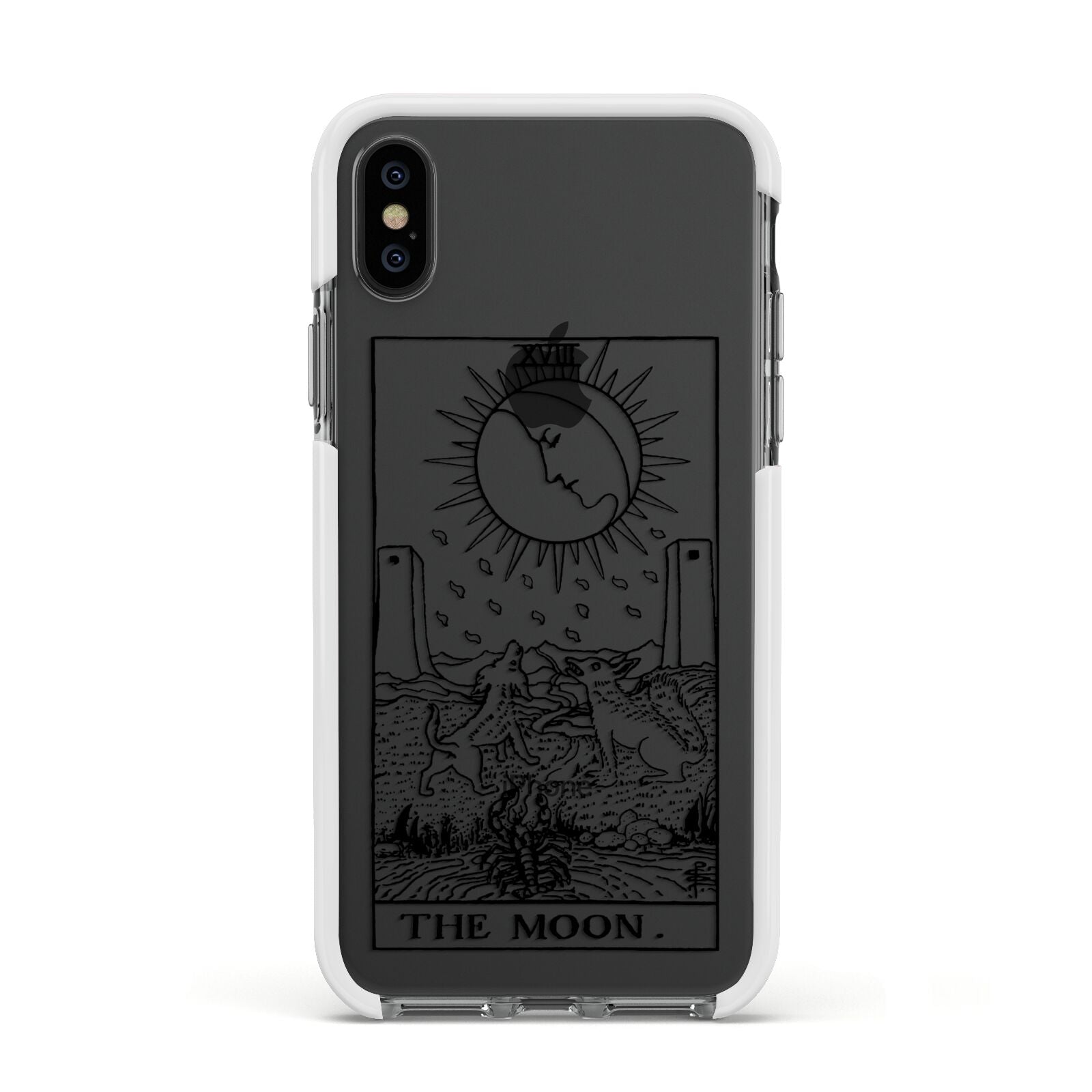 The Moon Monochrome Apple iPhone Xs Impact Case White Edge on Black Phone