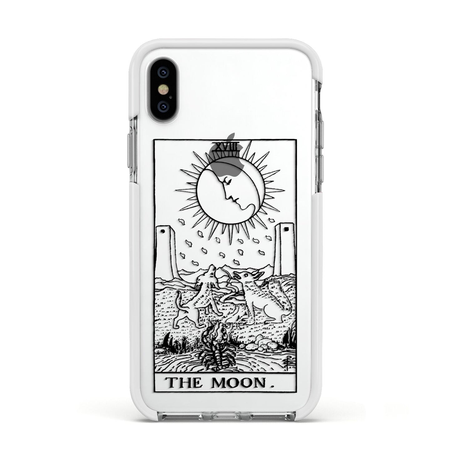 The Moon Monochrome Apple iPhone Xs Impact Case White Edge on Silver Phone