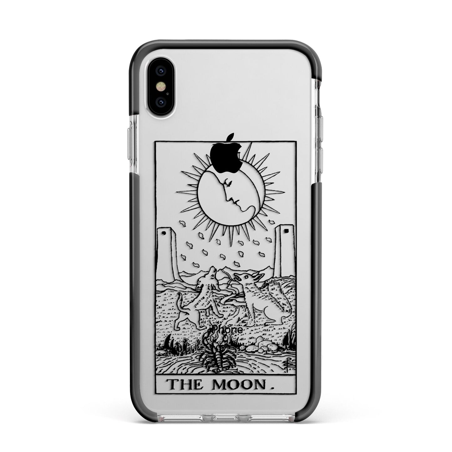 The Moon Monochrome Apple iPhone Xs Max Impact Case Black Edge on Silver Phone