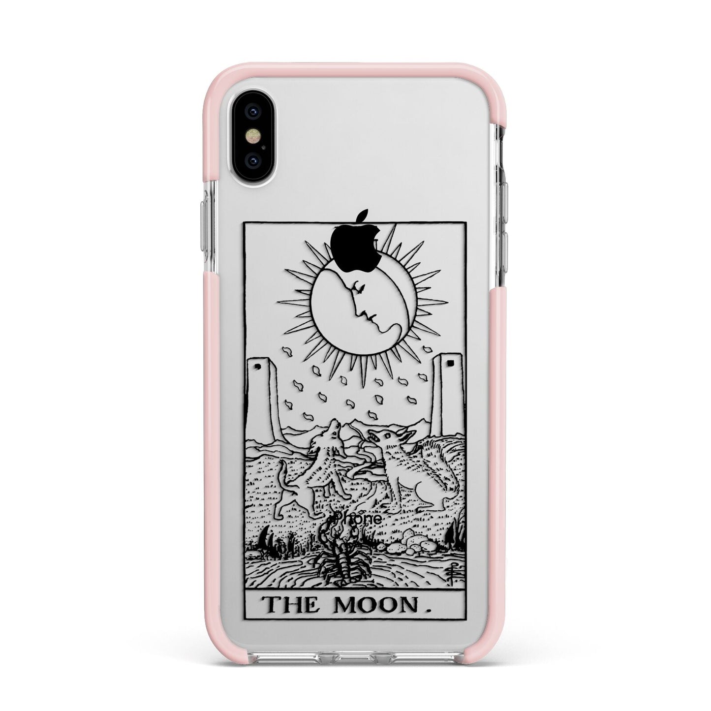 The Moon Monochrome Apple iPhone Xs Max Impact Case Pink Edge on Silver Phone