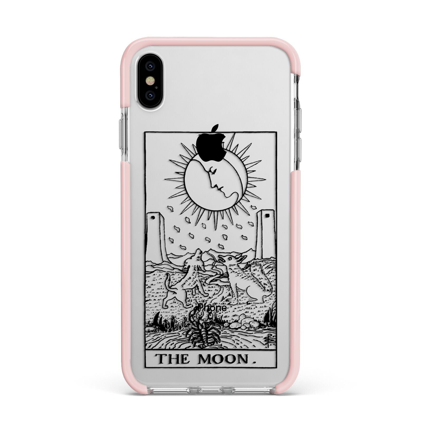 The Moon Monochrome Apple iPhone Xs Max Impact Case Pink Edge on Silver Phone