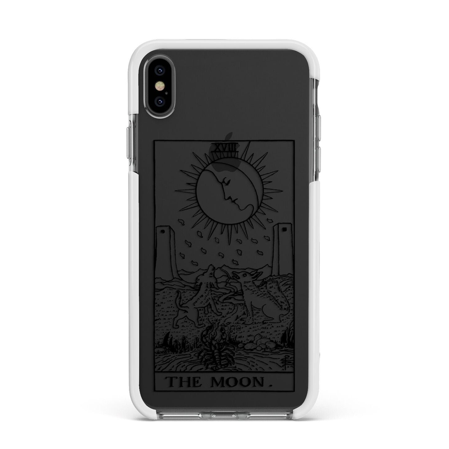 The Moon Monochrome Apple iPhone Xs Max Impact Case White Edge on Black Phone