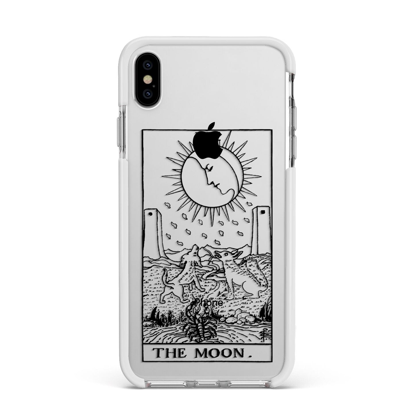 The Moon Monochrome Apple iPhone Xs Max Impact Case White Edge on Silver Phone