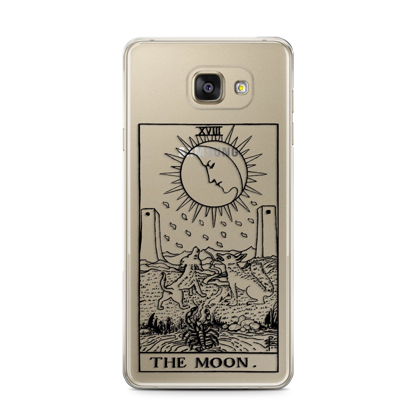 The Moon Monochrome Samsung Galaxy A7 2016 Case on gold phone