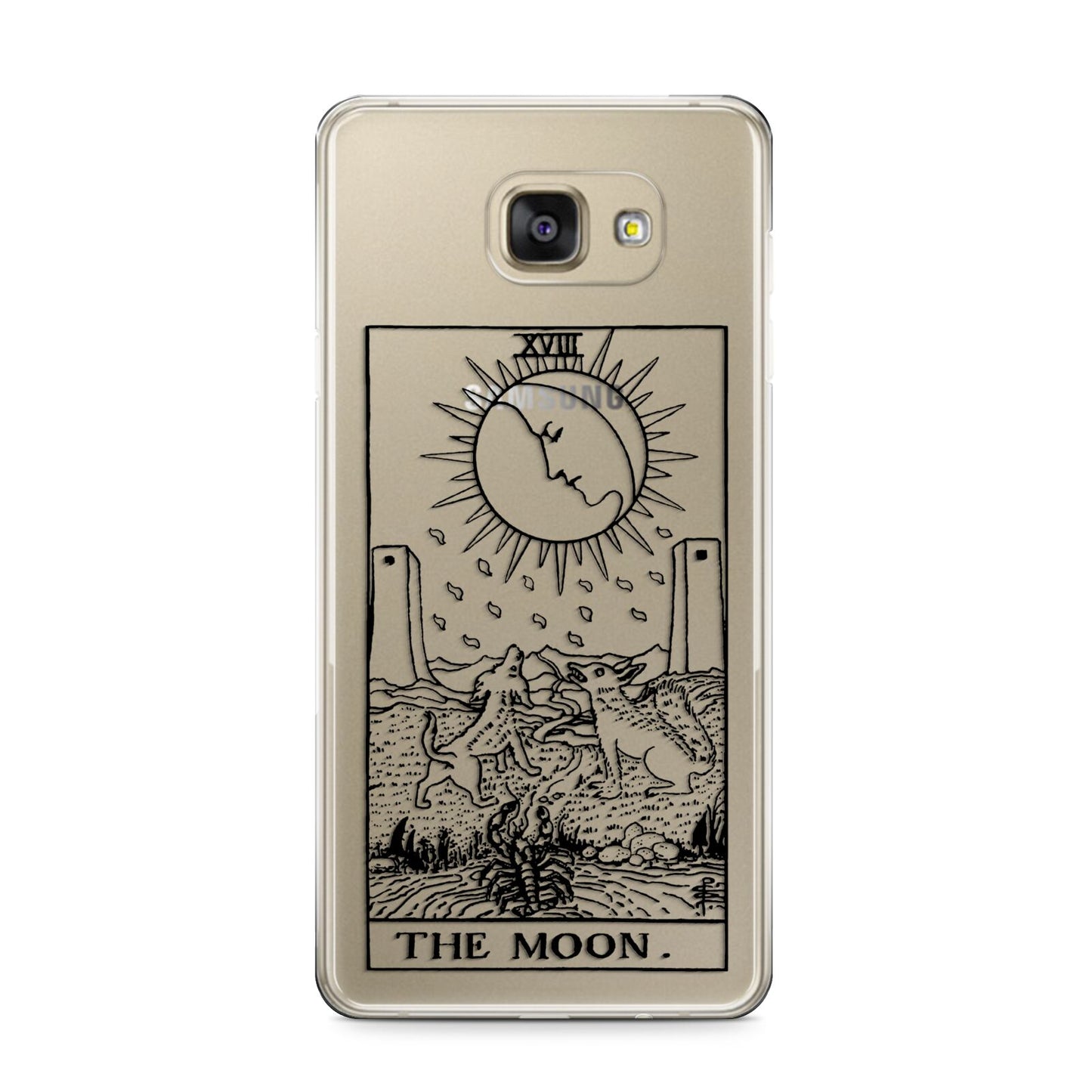 The Moon Monochrome Samsung Galaxy A9 2016 Case on gold phone