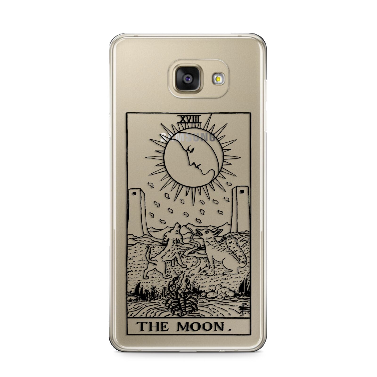 The Moon Monochrome Samsung Galaxy A9 2016 Case on gold phone