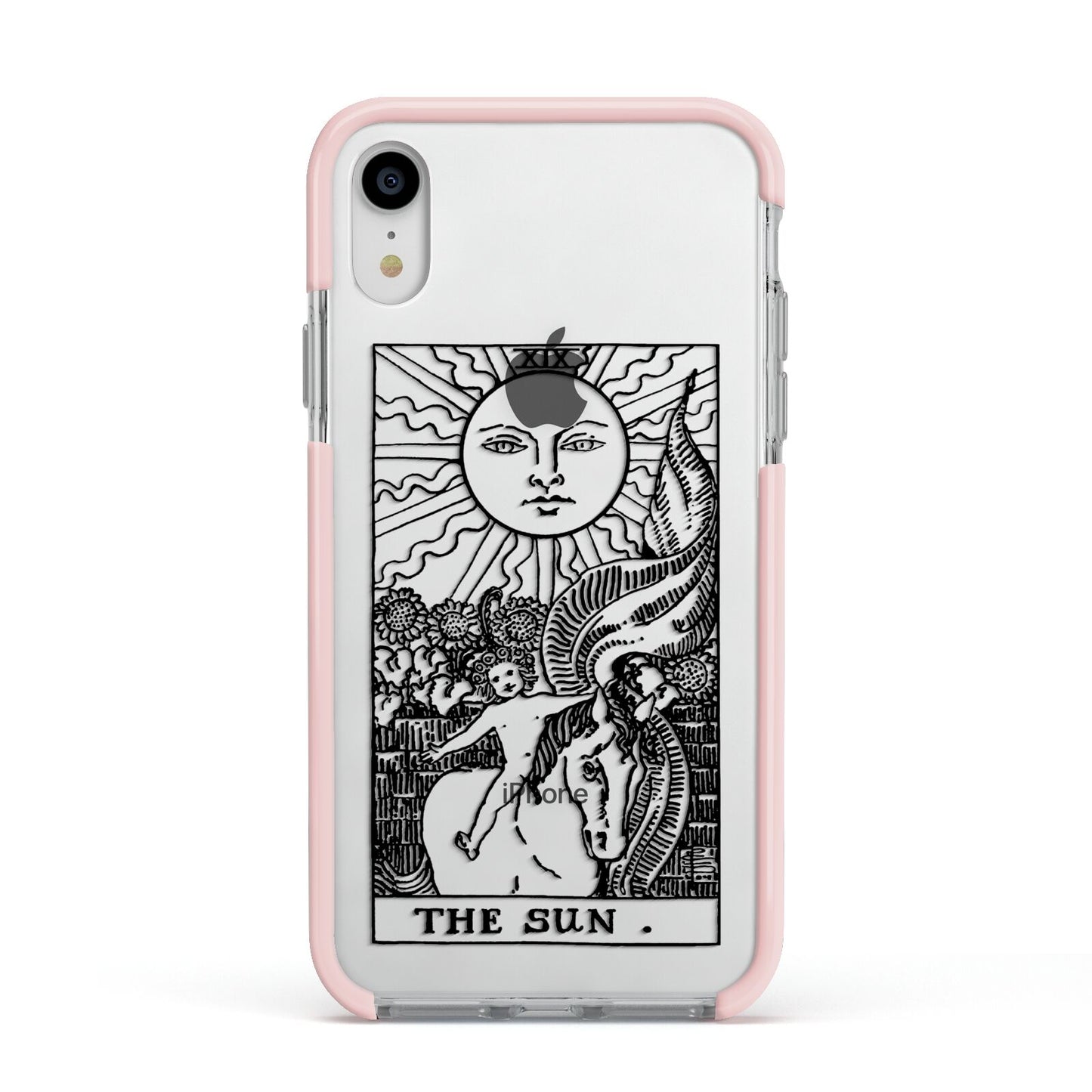 The Sun Monochrome Apple iPhone XR Impact Case Pink Edge on Silver Phone