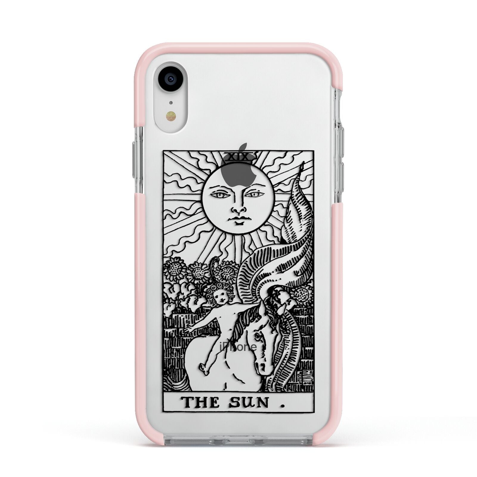 The Sun Monochrome Apple iPhone XR Impact Case Pink Edge on Silver Phone