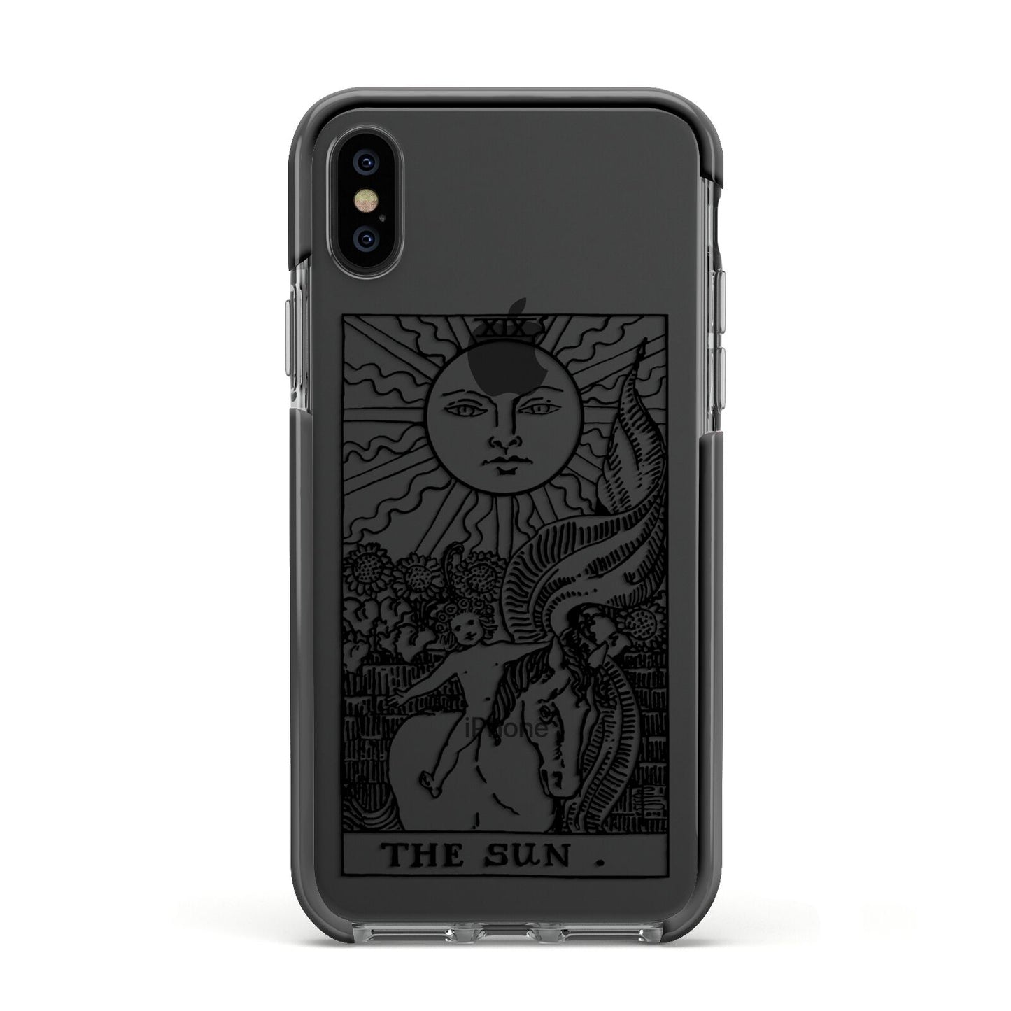 The Sun Monochrome Apple iPhone Xs Impact Case Black Edge on Black Phone