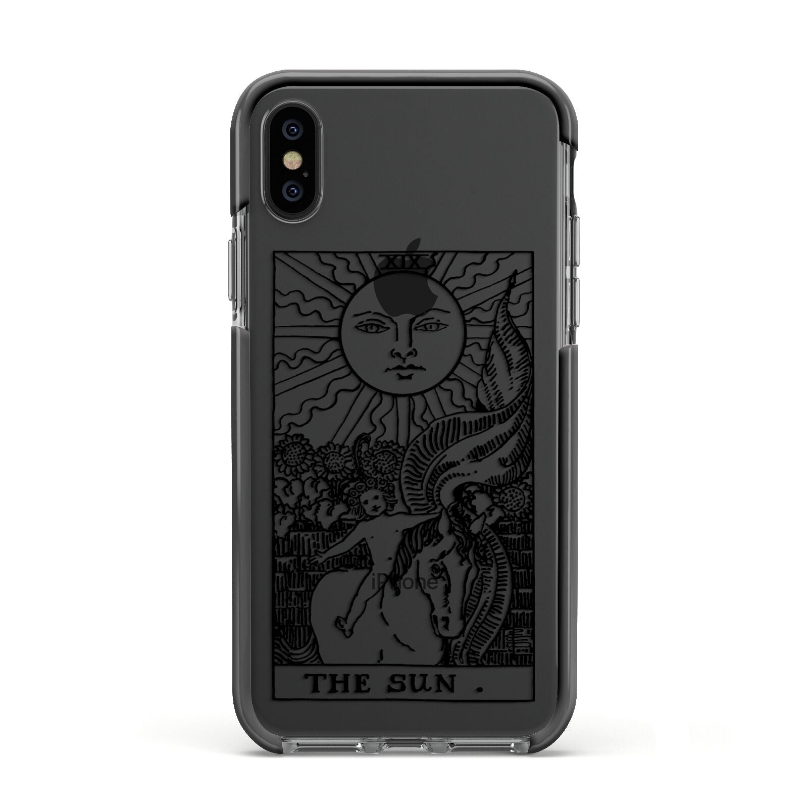 The Sun Monochrome Apple iPhone Xs Impact Case Black Edge on Black Phone
