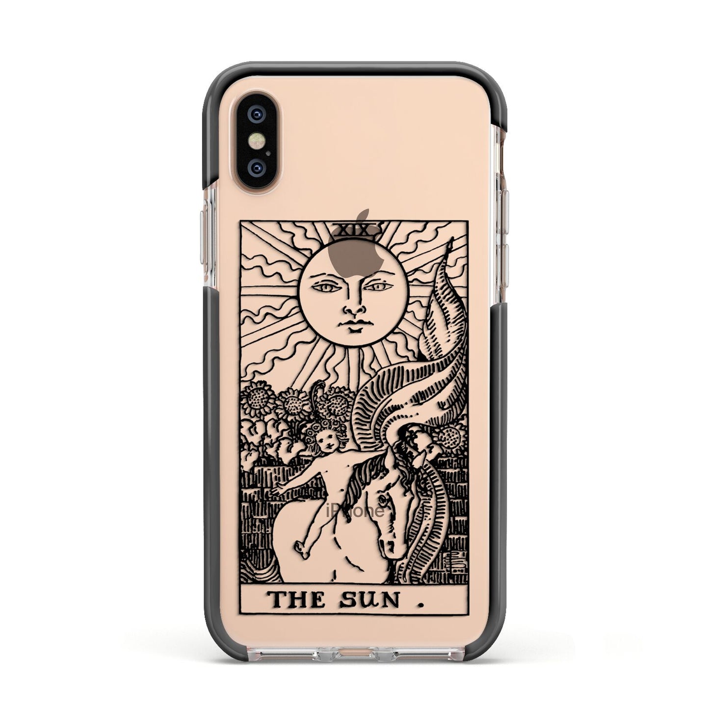 The Sun Monochrome Apple iPhone Xs Impact Case Black Edge on Gold Phone