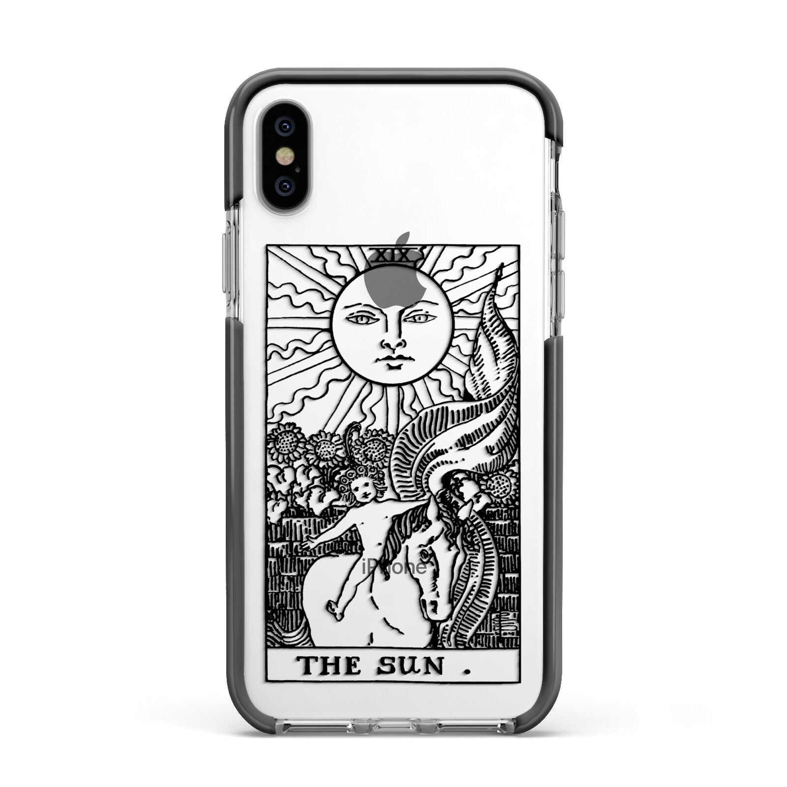 The Sun Monochrome Apple iPhone Xs Impact Case Black Edge on Silver Phone