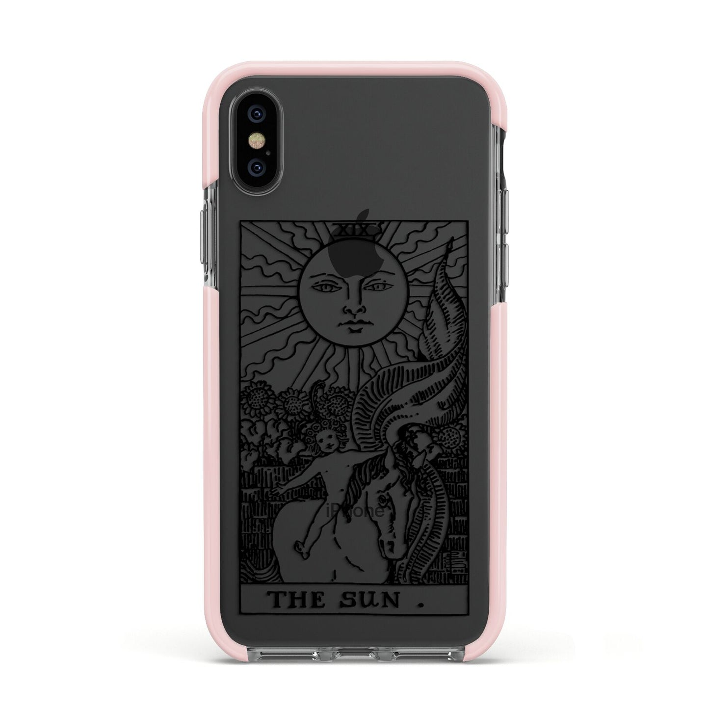The Sun Monochrome Apple iPhone Xs Impact Case Pink Edge on Black Phone