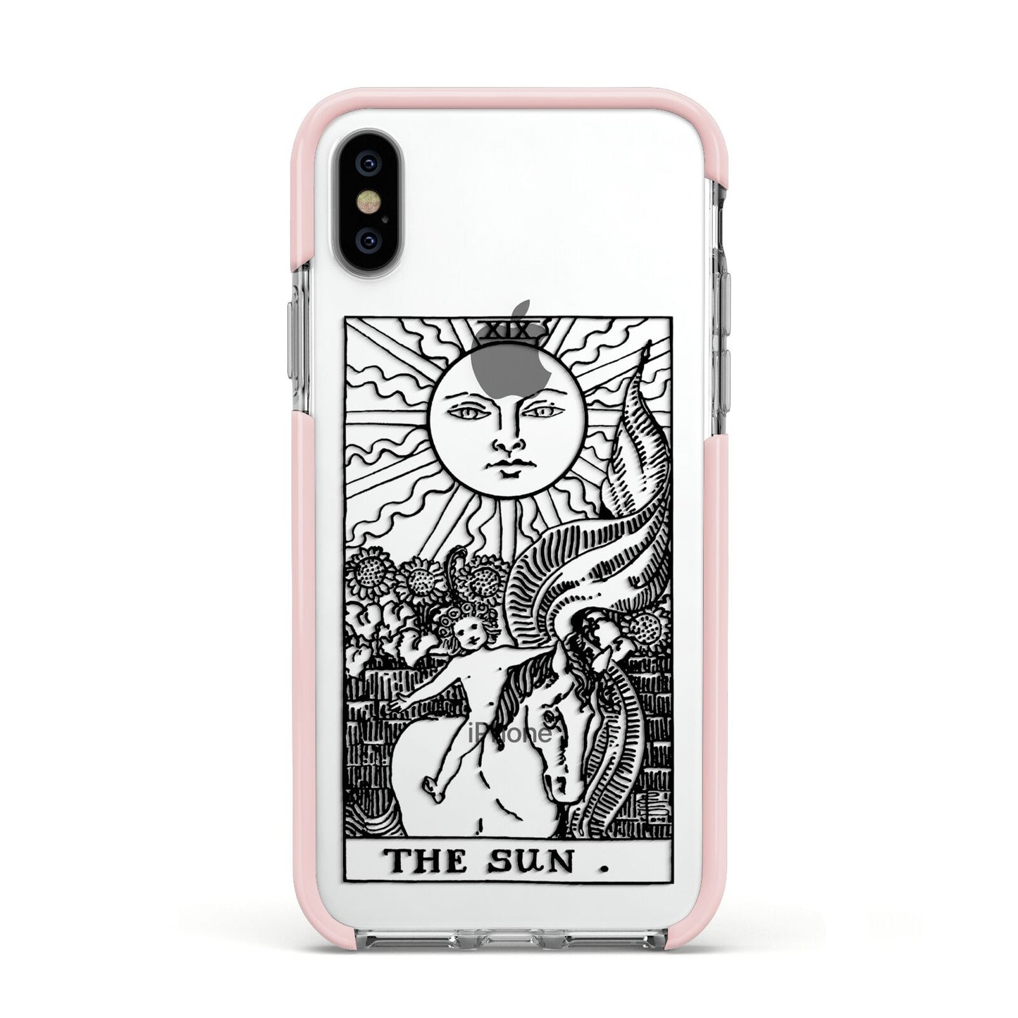 The Sun Monochrome Apple iPhone Xs Impact Case Pink Edge on Silver Phone