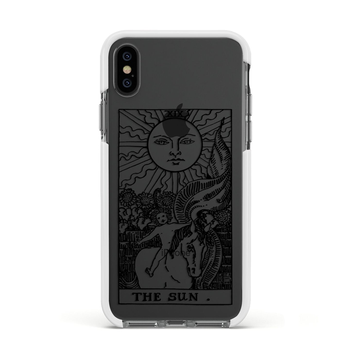 The Sun Monochrome Apple iPhone Xs Impact Case White Edge on Black Phone