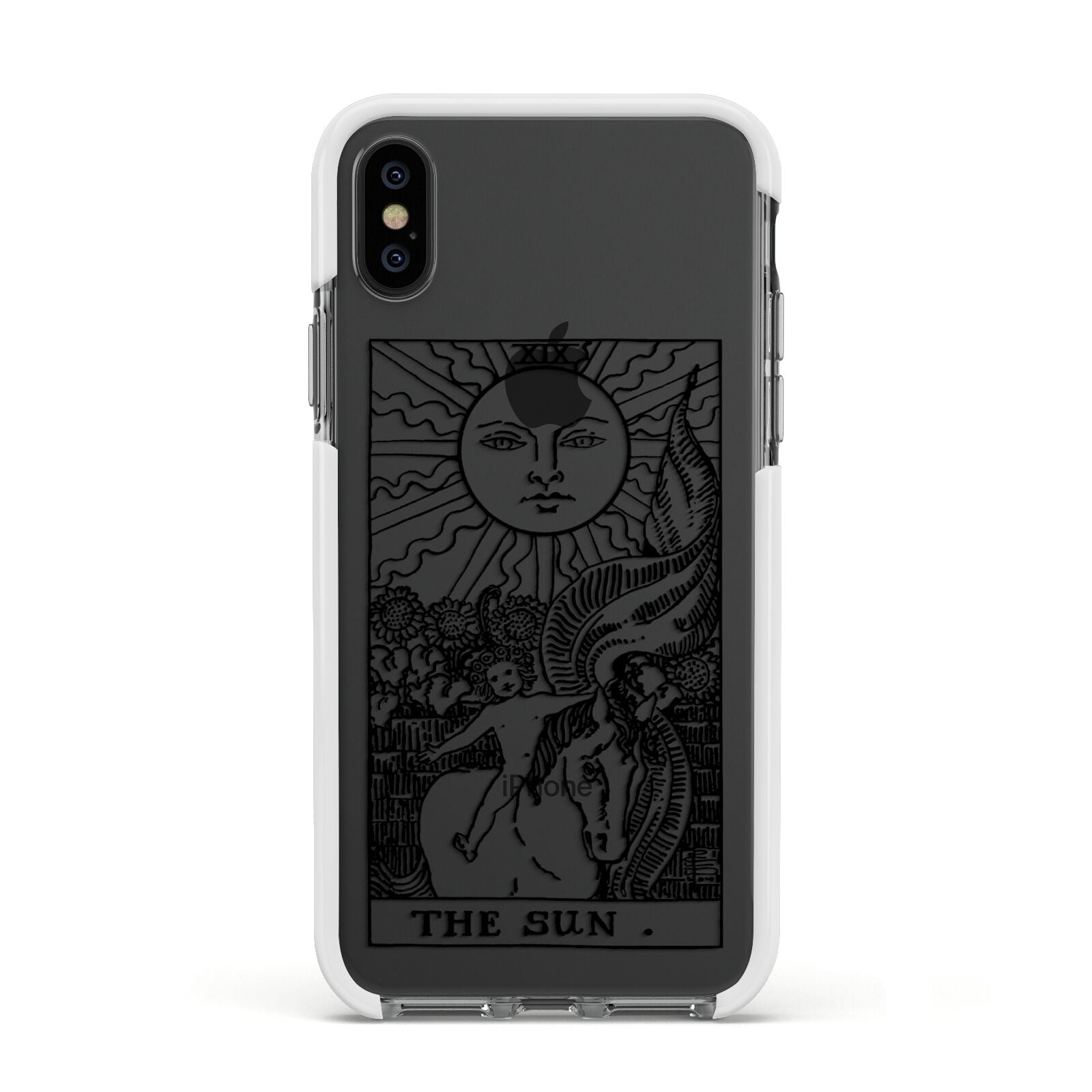 The Sun Monochrome Apple iPhone Xs Impact Case White Edge on Black Phone