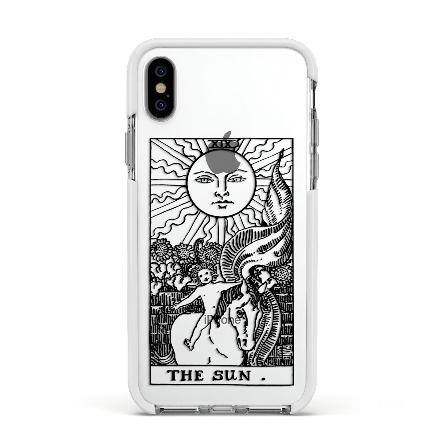 The Sun Monochrome Apple iPhone Xs Impact Case White Edge on Silver Phone