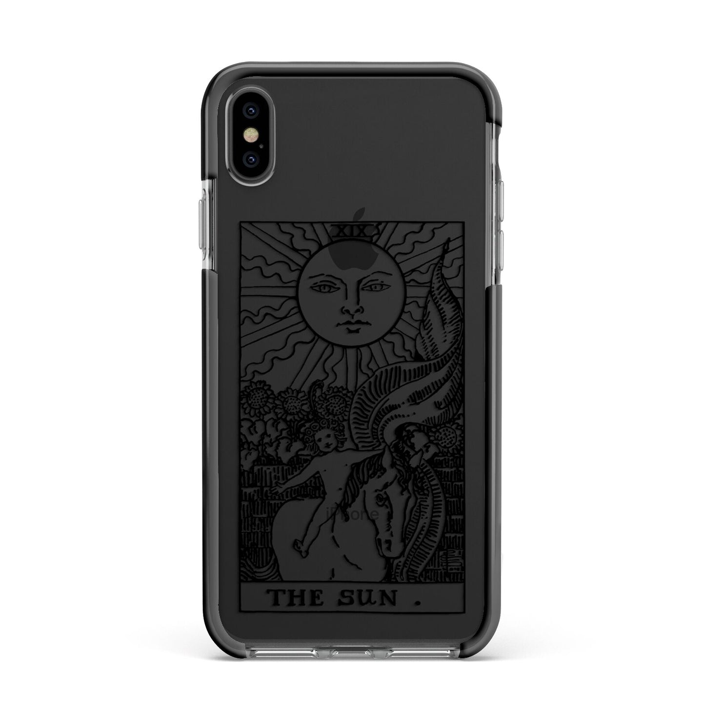 The Sun Monochrome Apple iPhone Xs Max Impact Case Black Edge on Black Phone