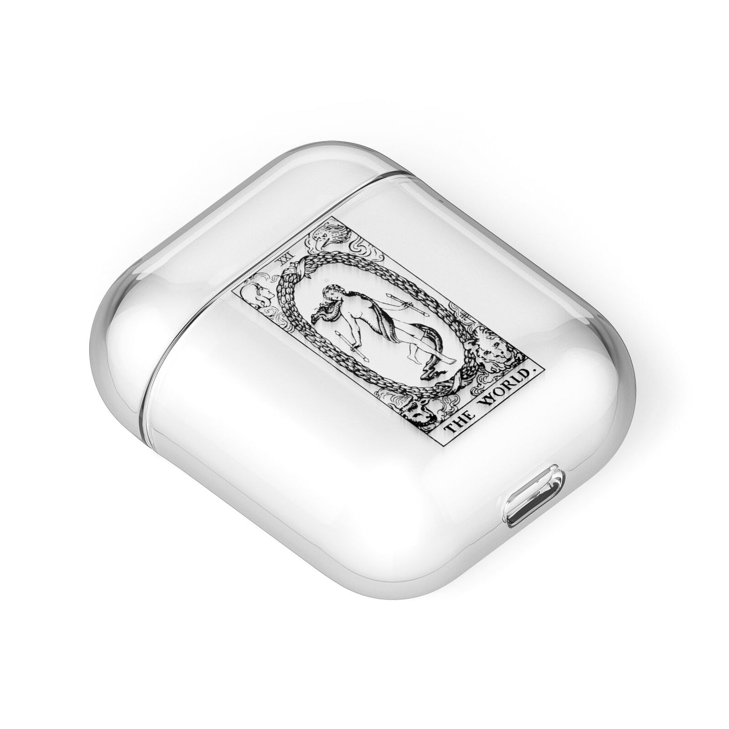 The World Monochrome AirPods Case Laid Flat