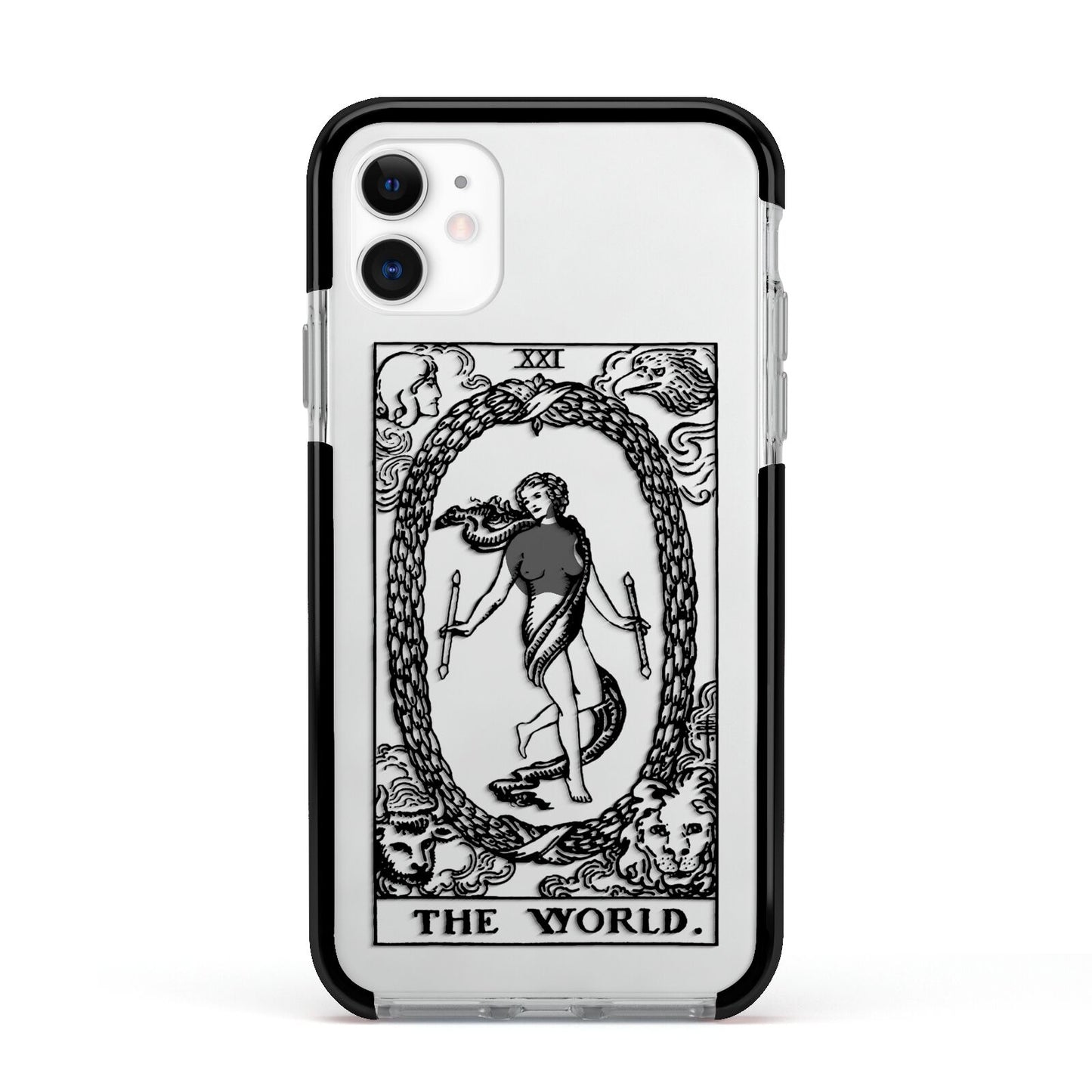 The World Monochrome Apple iPhone 11 in White with Black Impact Case