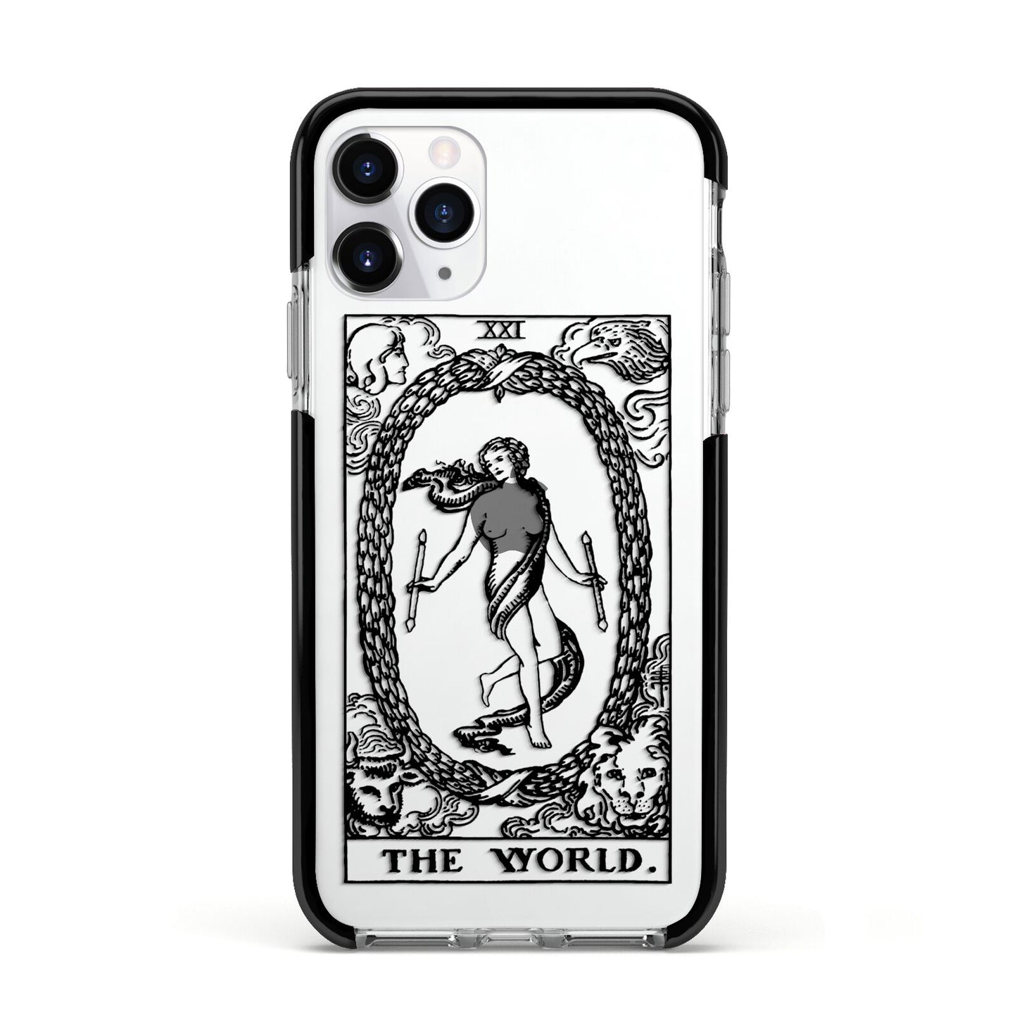 The World Monochrome Apple iPhone 11 Pro in Silver with Black Impact Case