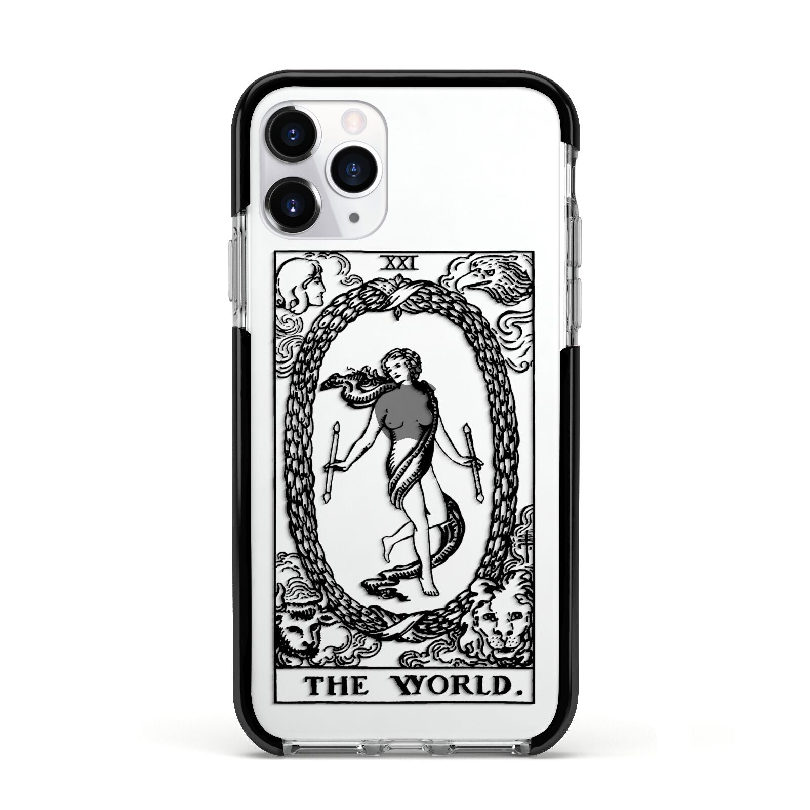 The World Monochrome Apple iPhone 11 Pro in Silver with Black Impact Case