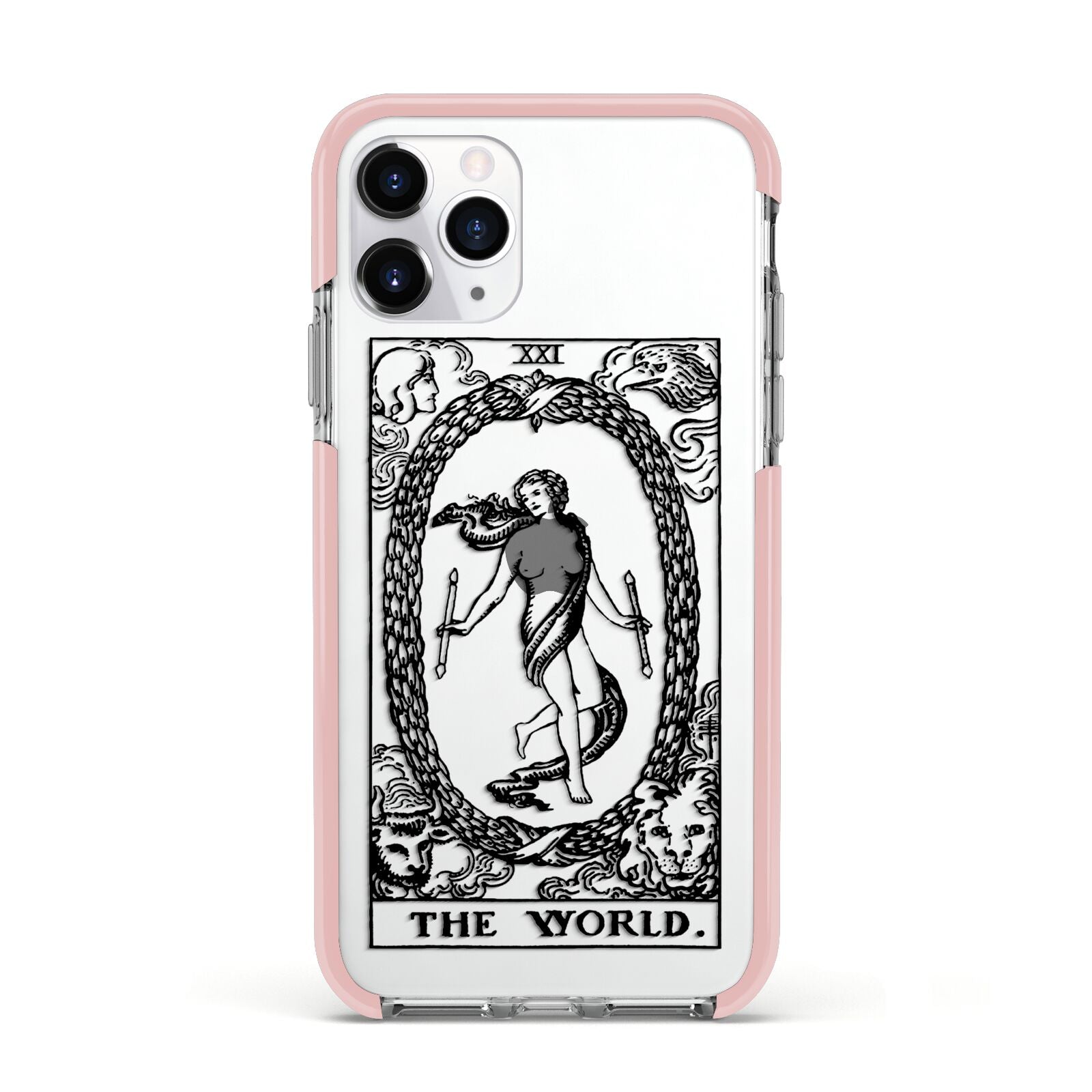 The World Monochrome Apple iPhone 11 Pro in Silver with Pink Impact Case