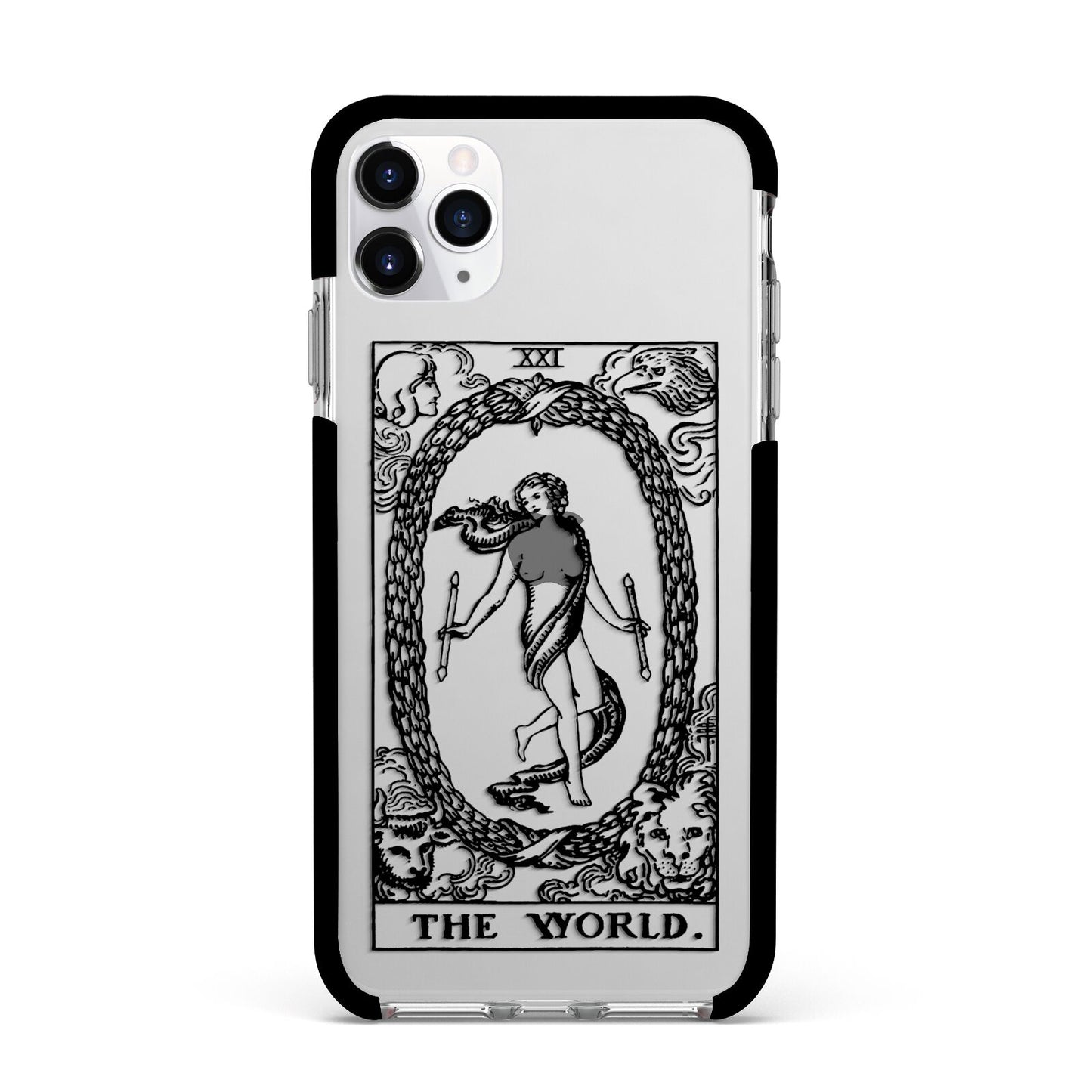 The World Monochrome Apple iPhone 11 Pro Max in Silver with Black Impact Case