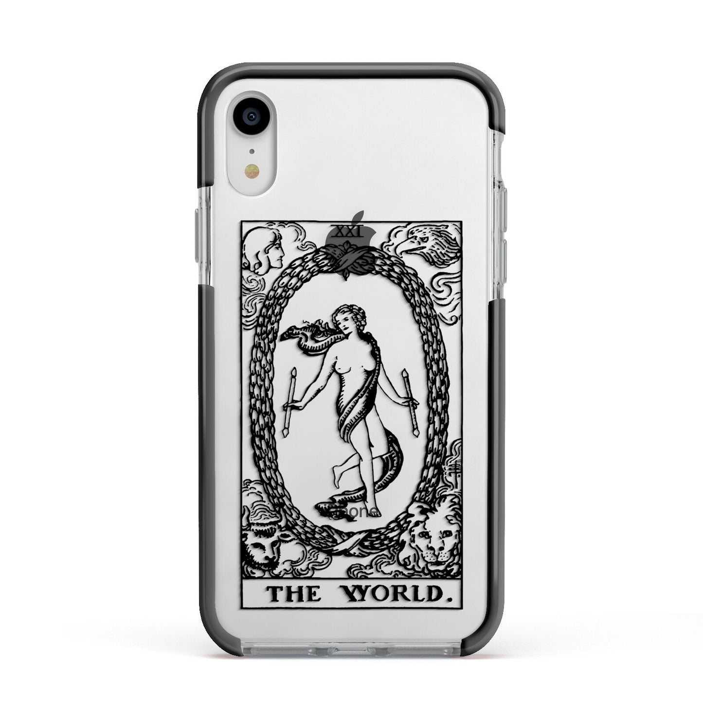 The World Monochrome Apple iPhone XR Impact Case Black Edge on Silver Phone