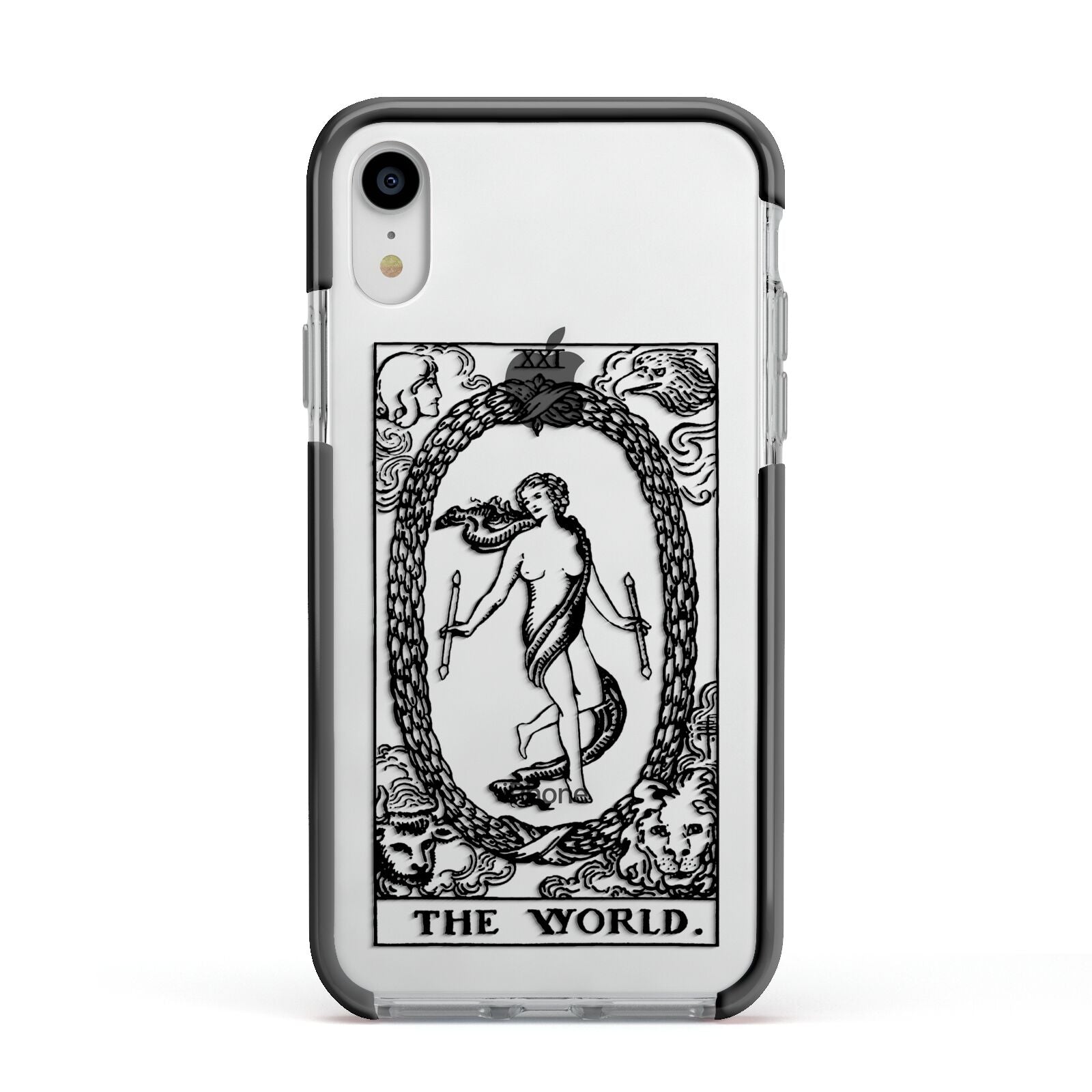 The World Monochrome Apple iPhone XR Impact Case Black Edge on Silver Phone