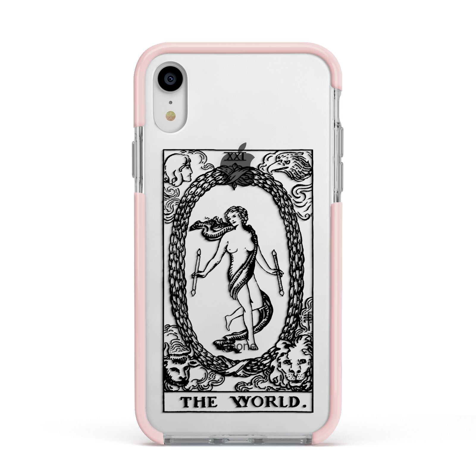 The World Monochrome Apple iPhone XR Impact Case Pink Edge on Silver Phone