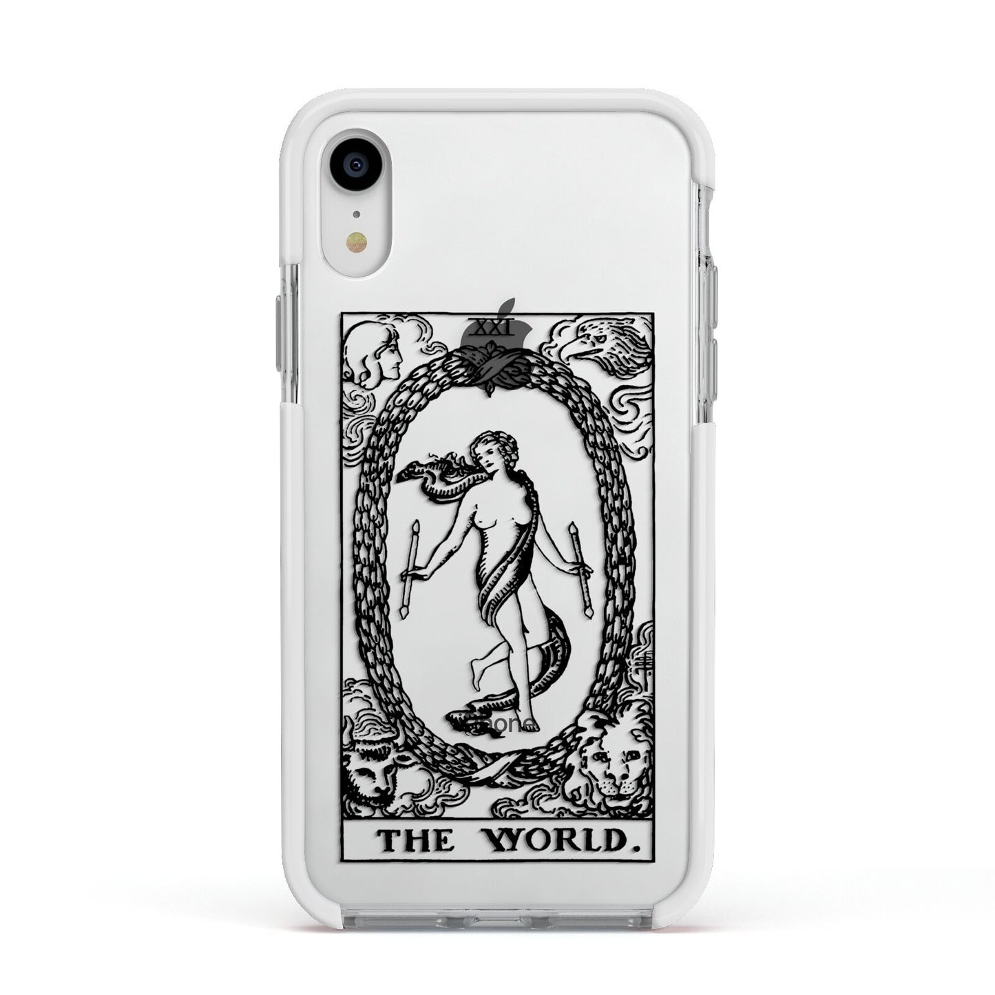 The World Monochrome Apple iPhone XR Impact Case White Edge on Silver Phone
