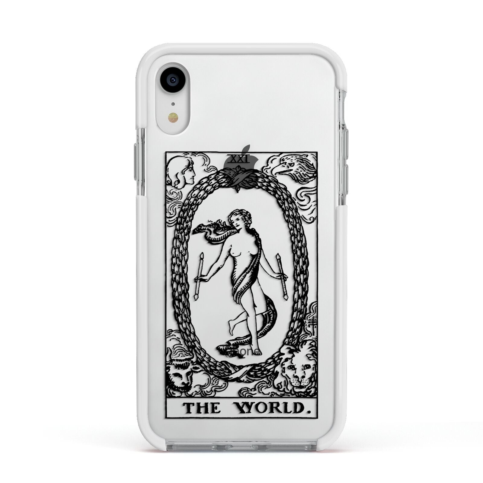 The World Monochrome Apple iPhone XR Impact Case White Edge on Silver Phone