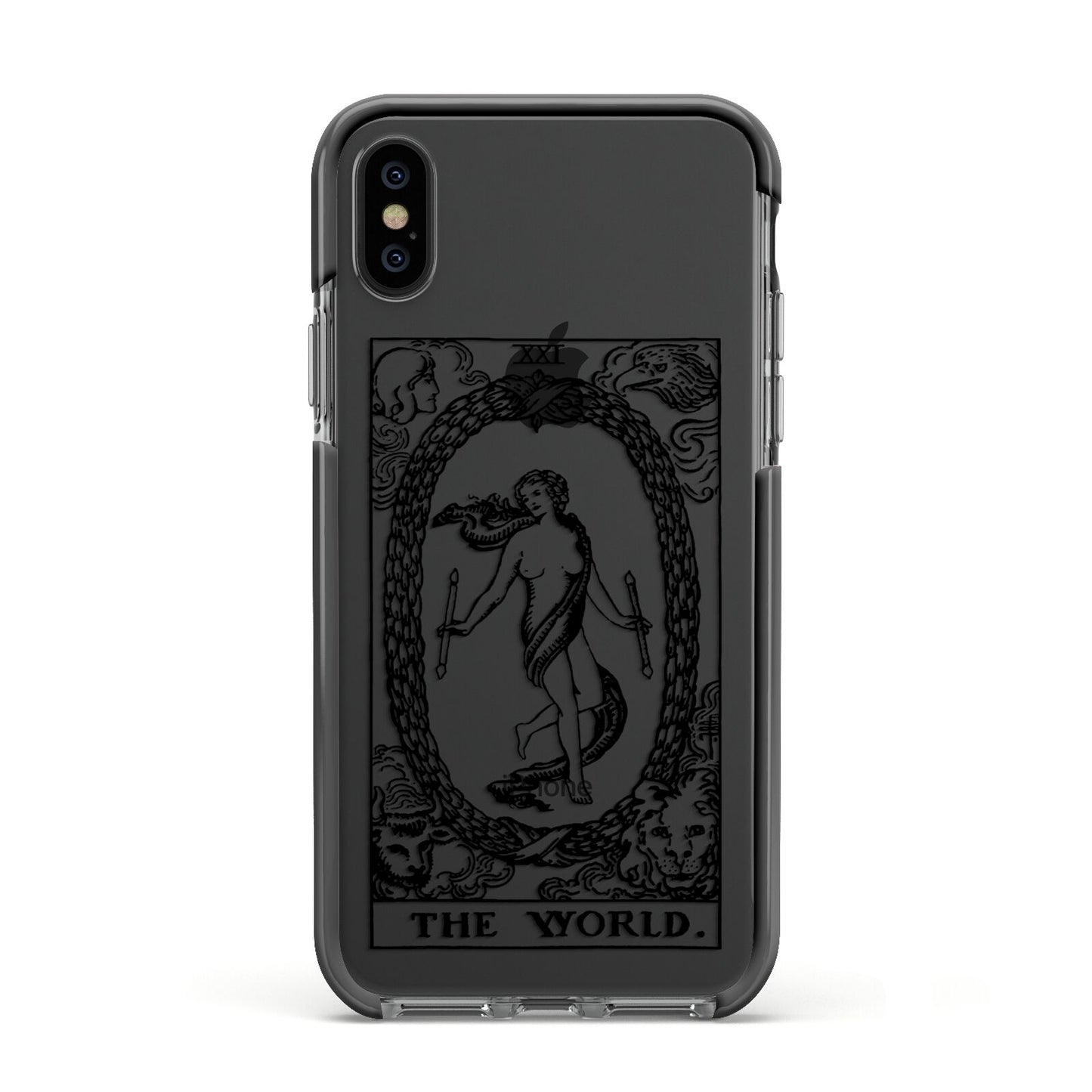 The World Monochrome Apple iPhone Xs Impact Case Black Edge on Black Phone