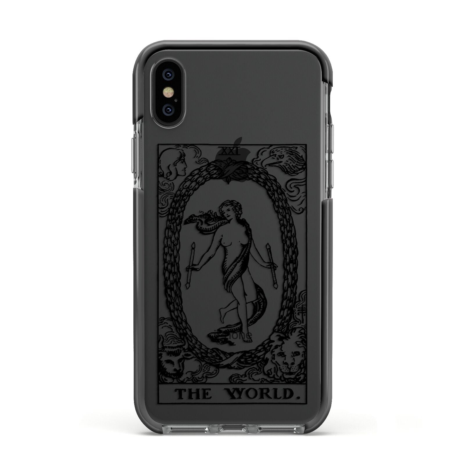 The World Monochrome Apple iPhone Xs Impact Case Black Edge on Black Phone