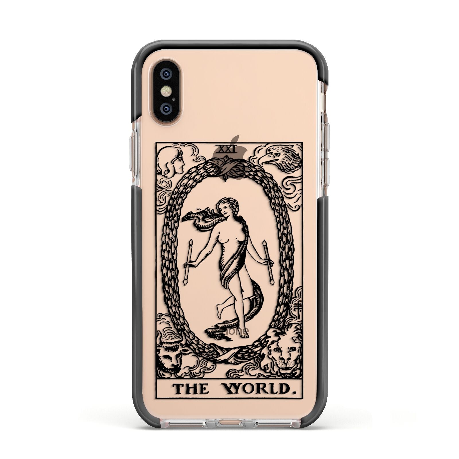 The World Monochrome Apple iPhone Xs Impact Case Black Edge on Gold Phone