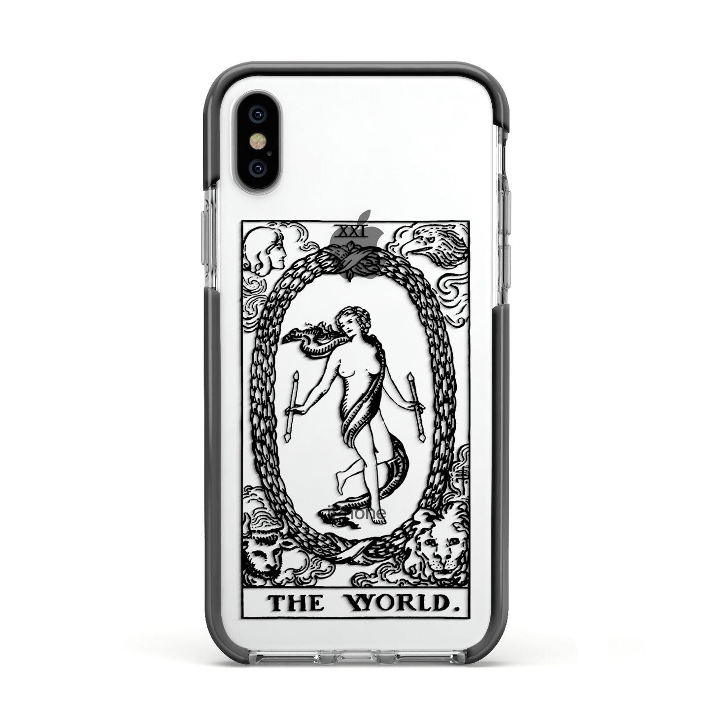 The World Monochrome Apple iPhone Xs Impact Case Black Edge on Silver Phone