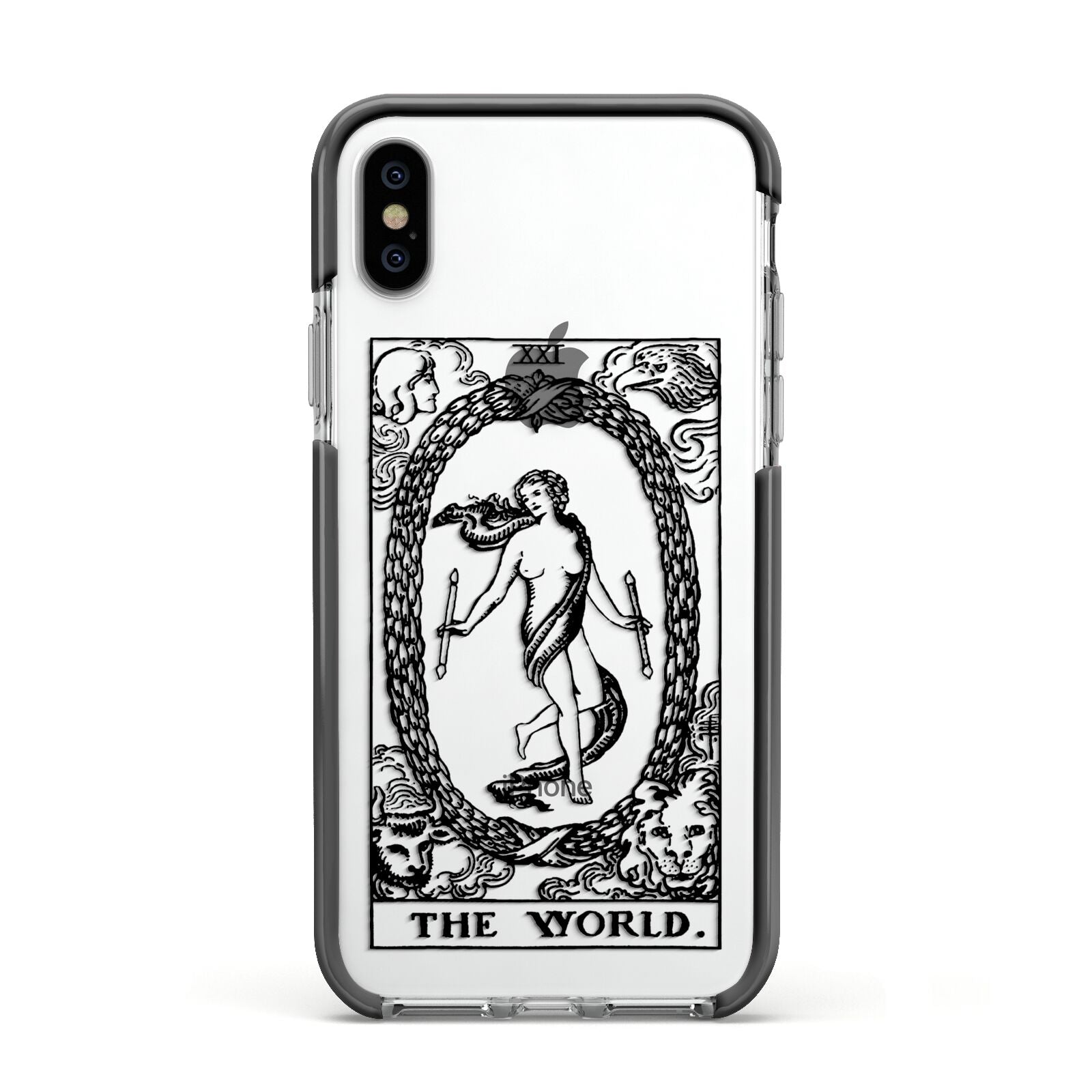 The World Monochrome Apple iPhone Xs Impact Case Black Edge on Silver Phone